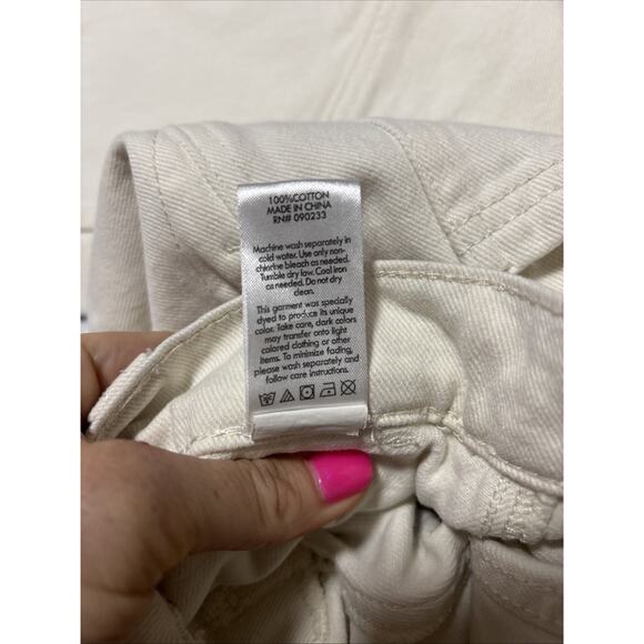 Pacsun Cargo Jeans Womens 25 High Rise Wide Leg Bone White Utility Denim Pants - Picture 5 of 8